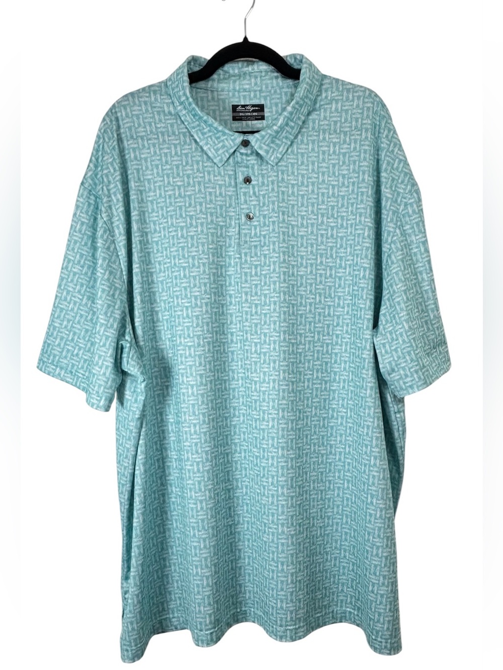 Ben Hogan Performance Aqua Patterned Dry fit Polo Dress Shirt Golf Sport Casual